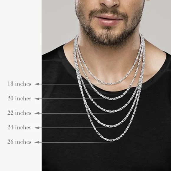 Italian Solid 925 Sterling Silver 3mm Square Byzantine Chain Unisex Necklace - Picture 5 of 12